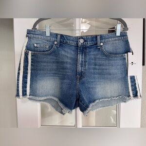 NWT 7 for all Mankind Blue Denim Frayed Hem Shorts Size 32